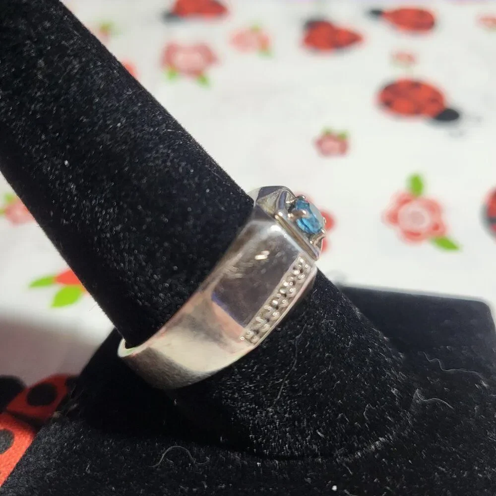 Men's Natural Swiss Blue Topaz Sterling Silver Ring